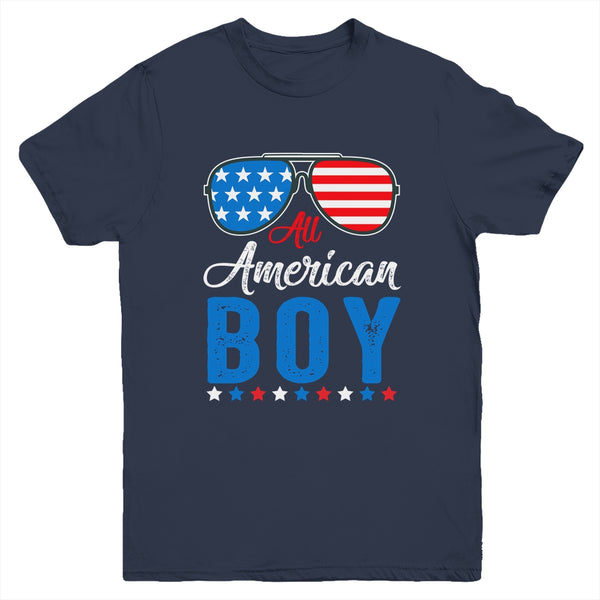 All American Boy 4th Of July Boy Kids Teens Sunglasses Youth Youth T Shirt Navy 600x.jpg