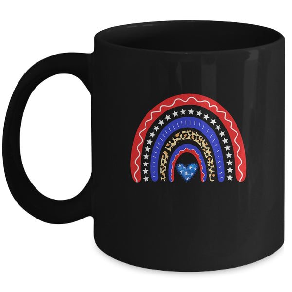 Rainbow Leopard American Flag 4th Of July For Women Girl Mug 11oz Mug Black 600x.jpg