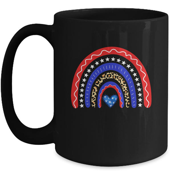Rainbow Leopard American Flag 4th Of July For Women Girl Mug 15oz Mug Black 600x.jpg