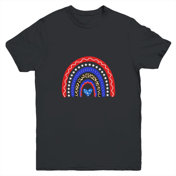 Rainbow Leopard American Flag 4th Of July Kids Boys Girls Youth Youth T Shirt Black 600x 1.jpg