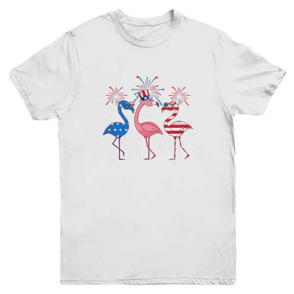 Flamingo American Flag Shadow The 4th July 2021 Funny Youth Youth T Shirt White 600x 2.jpg