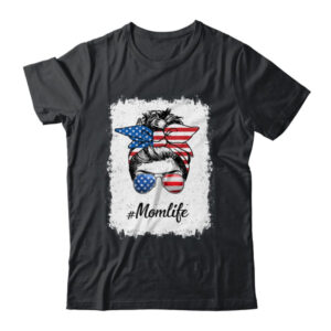 Mom Life Messy Bun America Flag Mothers Day 4th Of July Classic T Shirt Black 600x 2.jpg