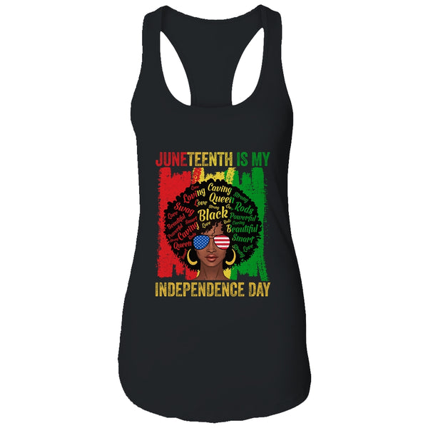 Juneteenth Is My Independence Day Black History 4th Of July Women s Ideal Racerback Tank Black 600x 2.jpg