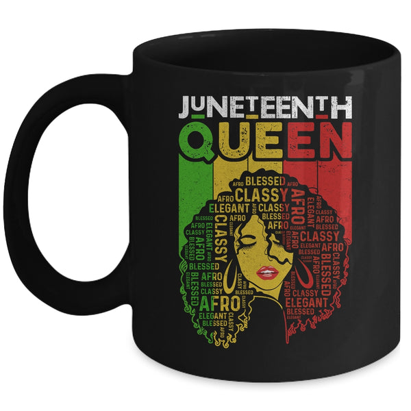 Juneteenth Queen Afro Melanin Black Girl Magic Women Girls Mug 11oz Mug Black 600x.jpg