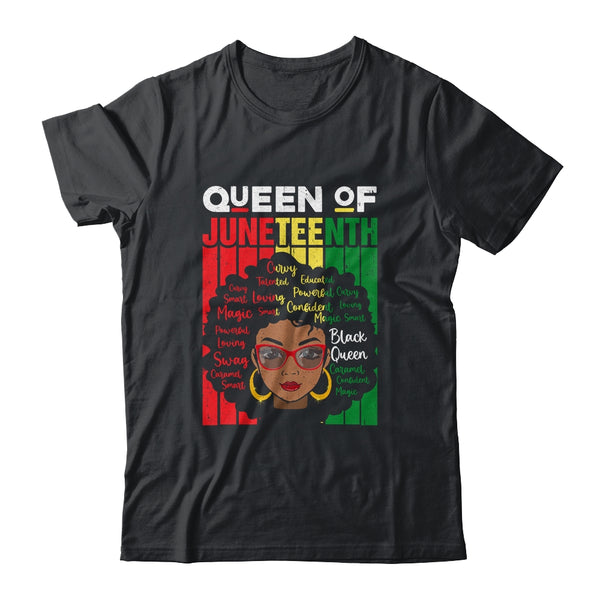 Queen Of Juneteenth Black Girl Magic Melanin Women Girls Classic T Shirt Black 600x.jpg