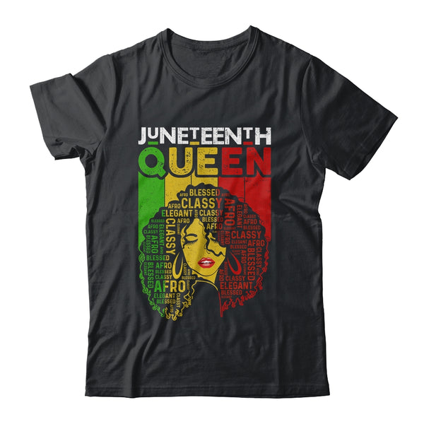 Juneteenth Queen Afro Melanin Black Girl Magic Women Girls Classic T Shirt Black 600x.jpg