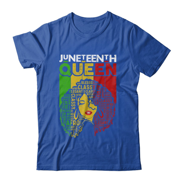 Juneteenth Queen Afro Melanin Black Girl Magic Women Girls Classic T Shirt Royal 600x.jpg