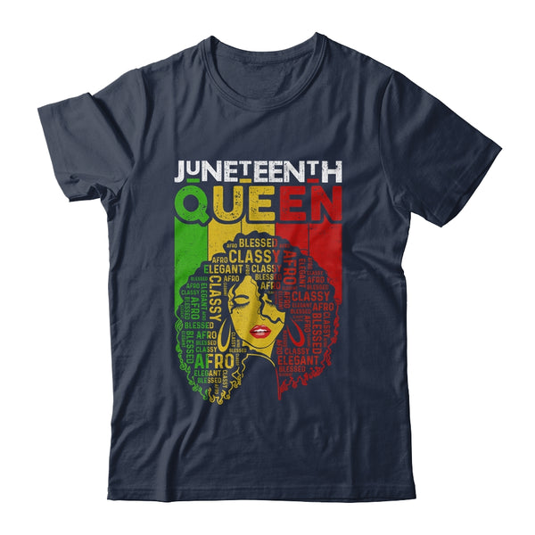 Juneteenth Queen Afro Melanin Black Girl Magic Women Girls Classic T Shirt Navy 600x.jpg