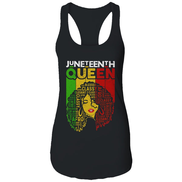 Juneteenth Queen Afro Melanin Black Girl Magic Women Girls Women s Ideal Racerback Tank Black 600x.jpg