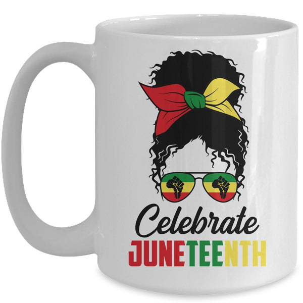 Black Women Messy Bun Hair Juneteenth Independence Day Mug 15oz Mug White 600x.jpg