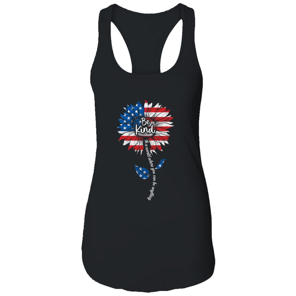 Kindness Sunflower Flag 4th July Patriotic Sunflower Women s Ideal Racerback Tank Black 600x 2.jpg