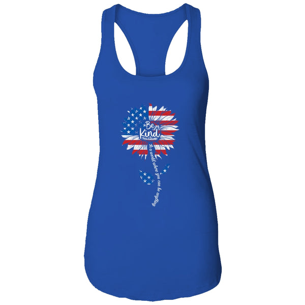Kindness Sunflower Flag 4th July Patriotic Sunflower Women s Ideal Racerback Tank Royal 600x 2.jpg