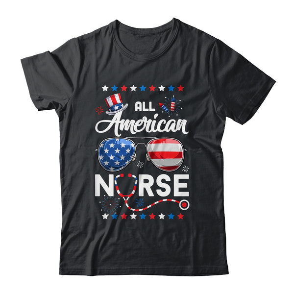 4th Of July All American Nurse Independence Day Classic T Shirt Black 600x.jpg
