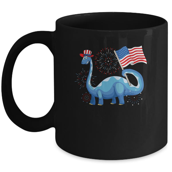 T Rex American Flag 4th Of July Funny Dinosaur Boys Kids Mug 11oz Mug Black 600x 1.jpg