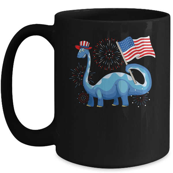 T Rex American Flag 4th Of July Funny Dinosaur Boys Kids Mug 15oz Mug Black 600x 1.jpg