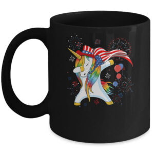 Dabbing Unicorn 4th of July American Flag Girls Mug 11oz Mug Black 600x 1.jpg
