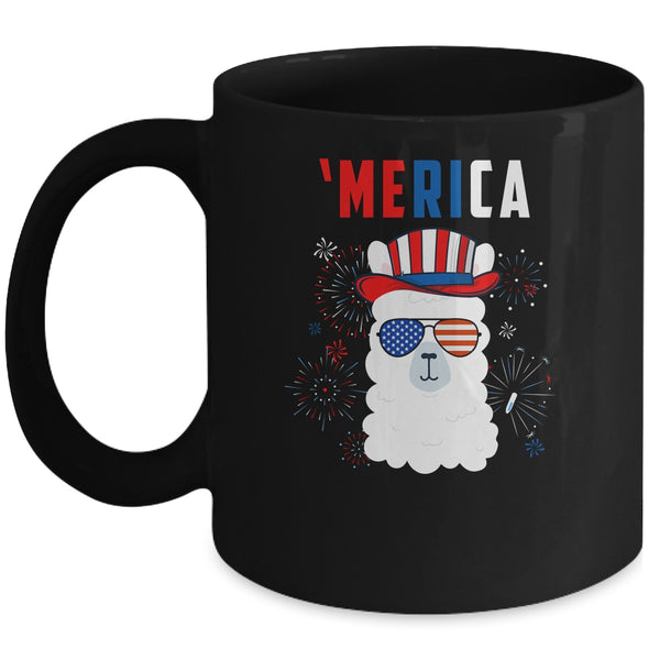 USA Patriotic American Llama July 4th Alpaca Mug 11oz Mug Black 600x 1.jpg