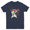 Dabbing Unicorn 4th of July American Flag Girls Youth Youth T Shirt Navy 600x.jpg