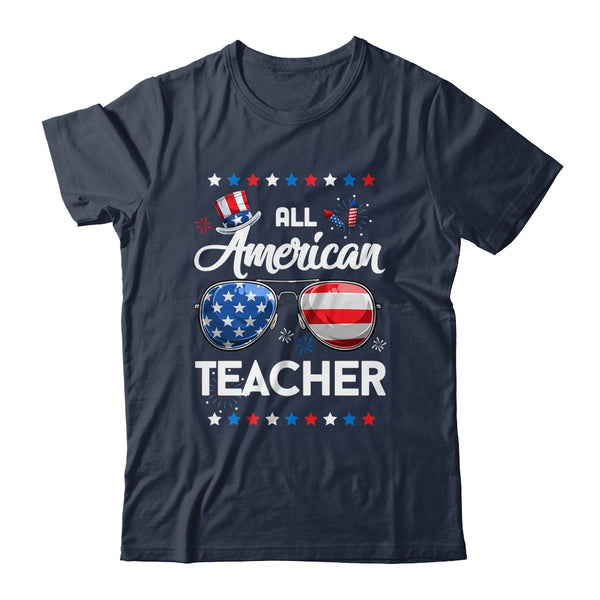 4th Of July All American Teacher Independence Day Classic T Shirt Navy 600x 2.jpg