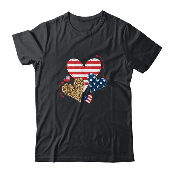 Leopard American Flag Hearts Cute 4Th Of July For Women Classic T Shirt Black 600x 1.jpg
