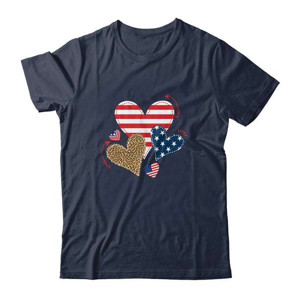 Leopard American Flag Hearts Cute 4Th Of July For Women Classic T Shirt Navy 600x 1.jpg