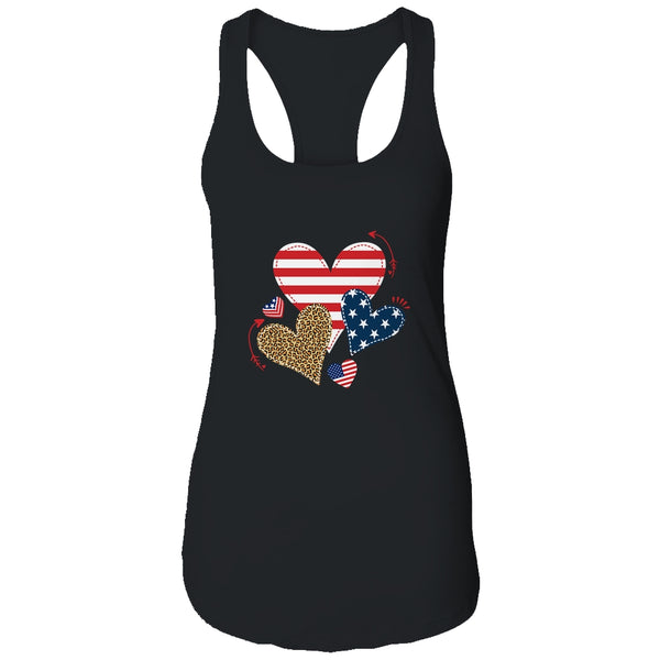 Leopard American Flag Hearts Cute 4Th Of July For Women Women s Ideal Racerback Tank Black 600x 1.jpg