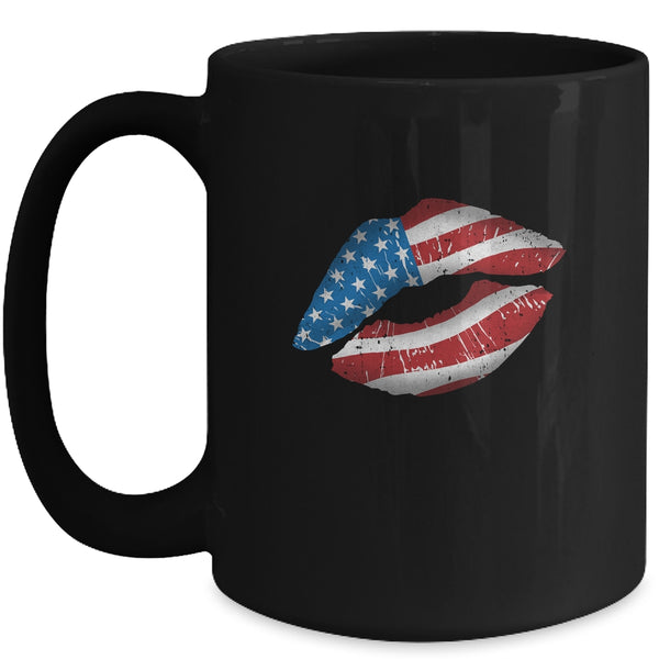 Vintage American Flag Lips 4th Of July Patriotic USA Mug 15oz Mug Black 600x.jpg