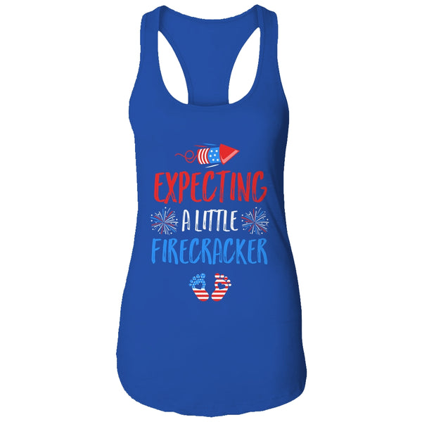 Expecting A Little Firecracker July Of 4th Pregnancy Party Women s Ideal Racerback Tank Royal 600x 2.jpg