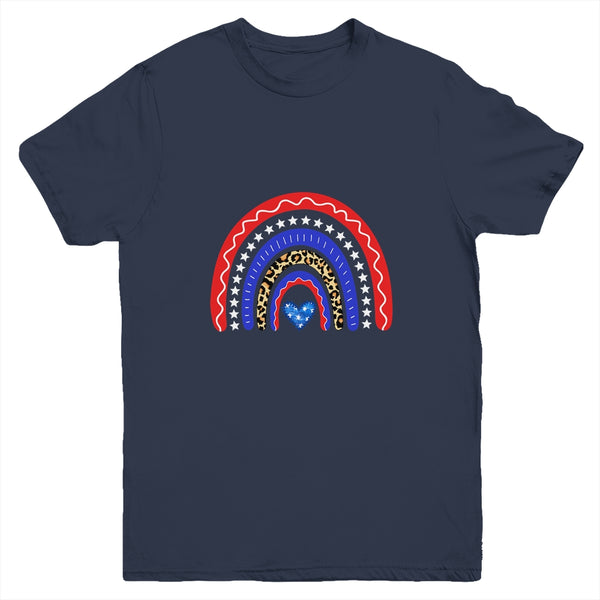 Rainbow Leopard American Flag 4th Of July Kids Boys Girls Youth Youth T Shirt Navy 600x 4.jpg