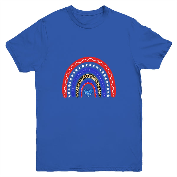 Rainbow Leopard American Flag 4th Of July Kids Boys Girls Youth Youth T Shirt Royal 600x 4.jpg