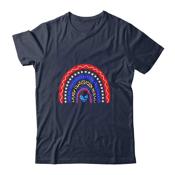 Rainbow Leopard American Flag 4th Of July For Women Girl Classic T Shirt Navy 600x 1.jpg