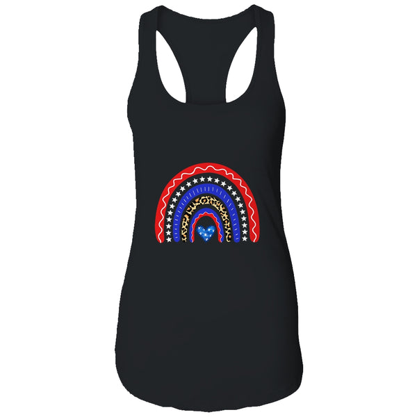 Rainbow Leopard American Flag 4th Of July For Women Girl Women s Ideal Racerback Tank Black 600x 1.jpg