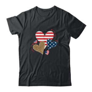 Leopard American Flag Hearts Cute 4Th Of July For Women Classic T Shirt Black 600x 2.jpg