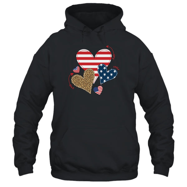 Leopard American Flag Hearts Cute 4Th Of July For Women Pullover Hoodie Black 600x 2.jpg