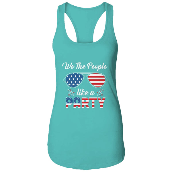 4th Of July We The People Like To Party Funny Patriotic Women s Ideal Racerback Tank Tahiti Blue 600x 2.jpg