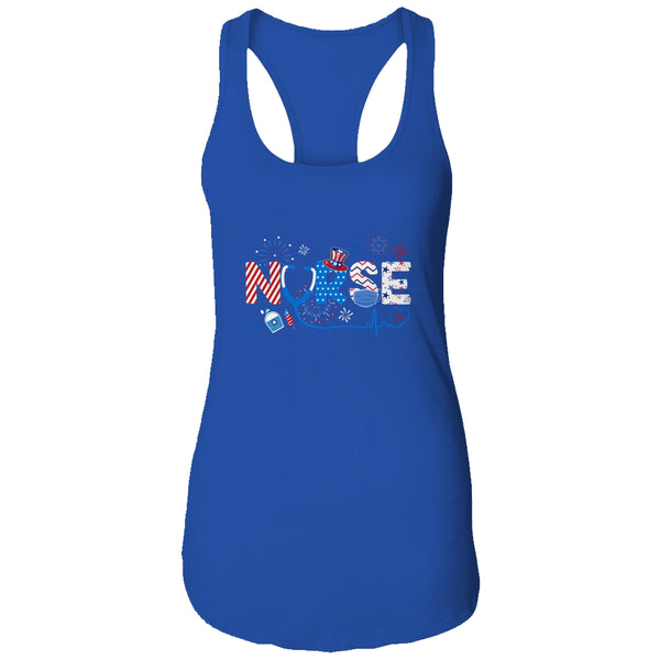 Patriotic Nurse 4th Of July American Flag Independence Day Women s Ideal Racerback Tank Royal 600x 2.jpg