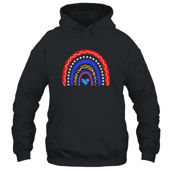 Rainbow Leopard American Flag 4th Of July For Women Girl Pullover Hoodie Black 600x 2.jpg
