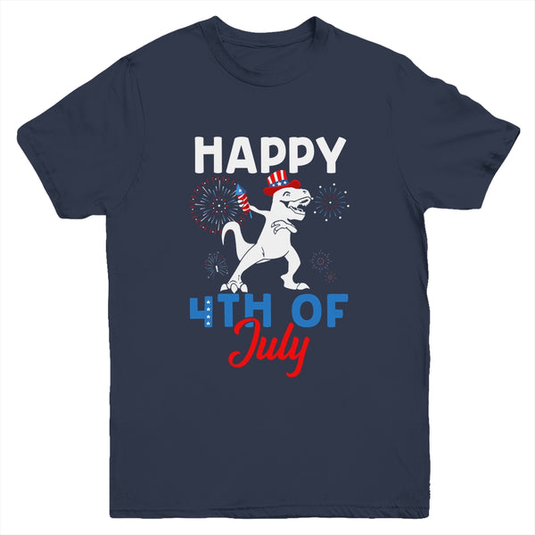Happy 4th Of July T Rex Patriotic Funny Boys Kids Youth Youth T Shirt Navy 600x 1.jpg