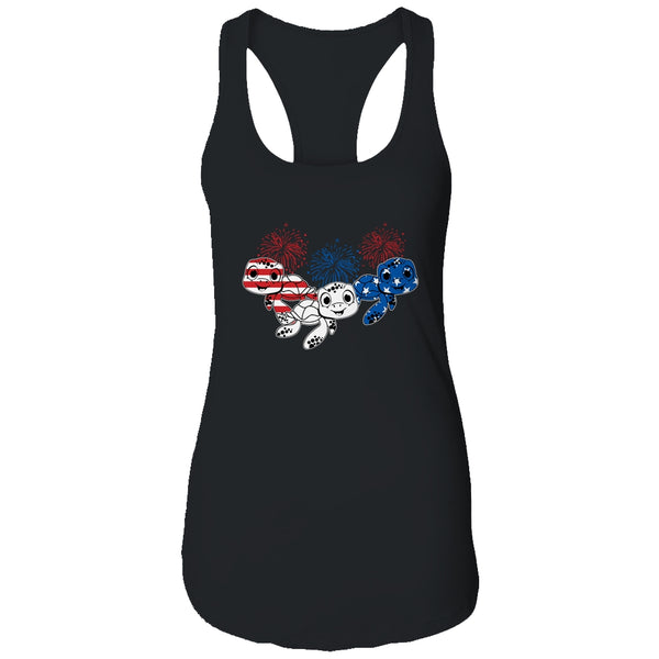 Sea Turtles 4th Of July American USA Flag Patriotic Women s Ideal Racerback Tank Black 600x.jpg