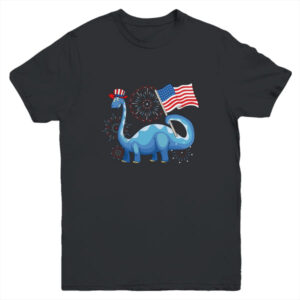 T Rex American Flag 4th Of July Funny Dinosaur Boys Kids Youth Youth T Shirt Black 600x 2.jpg