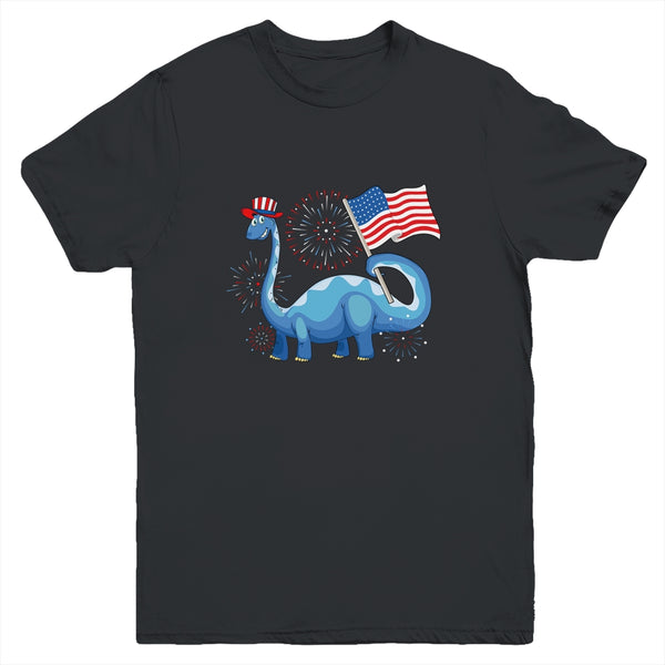 T Rex American Flag 4th Of July Funny Dinosaur Boys Kids Youth Youth T Shirt Black 600x 2.jpg