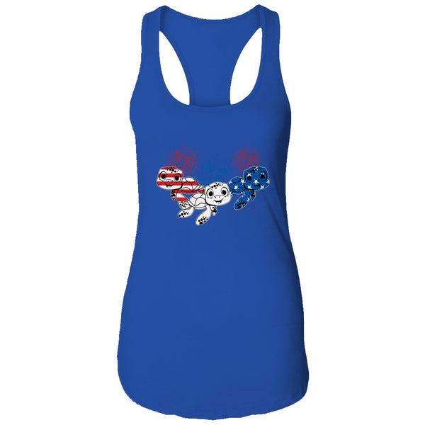 Sea Turtles 4th Of July American USA Flag Patriotic Women s Ideal Racerback Tank Royal 600x 1.jpg