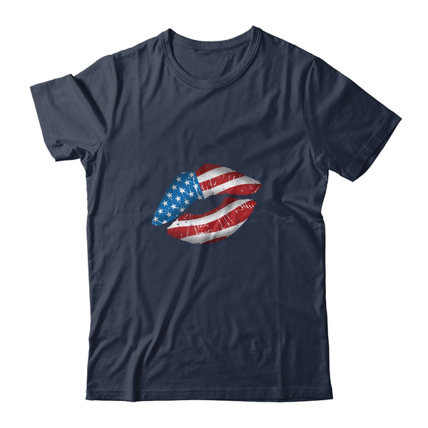 Vintage American Flag Lips 4th Of July Patriotic USA Classic T Shirt Navy 600x 2.jpg