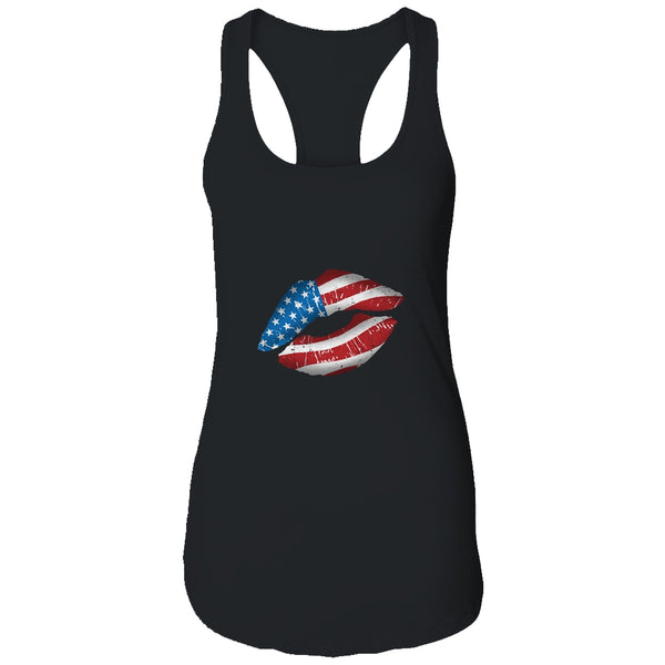 Vintage American Flag Lips 4th Of July Patriotic USA Women s Ideal Racerback Tank Black 600x 2.jpg