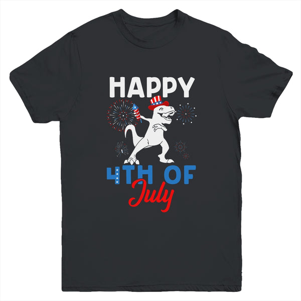 Happy 4th Of July T Rex Patriotic Funny Boys Kids Youth Youth T Shirt Black 600x 3.jpg