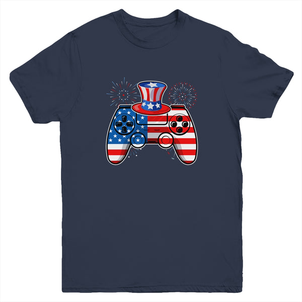 Video Game 4th Of July Gaming Funny Boys Kids Teens Gamer Youth Youth T Shirt Navy 600x 6.jpg