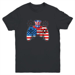 Video Game 4th Of July Gaming Funny Boys Kids Teens Gamer Youth Youth T Shirt Black 600x 7.jpg