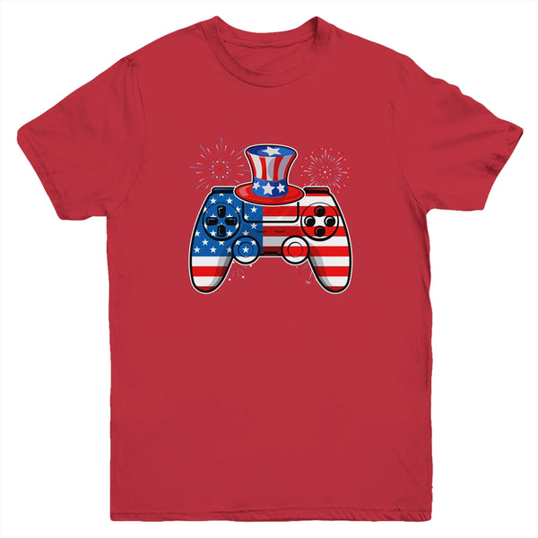 Video Game 4th Of July Gaming Funny Boys Kids Teens Gamer Youth Youth T Shirt Red 600x 8.jpg